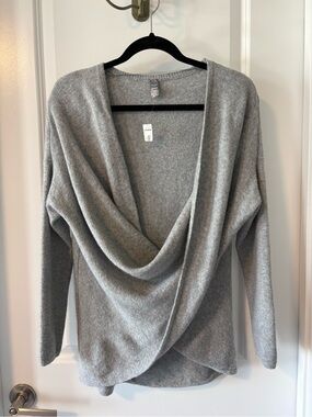 Joe Fresh Heather Gray Draped Cowl Neck Sweater S/M NWT